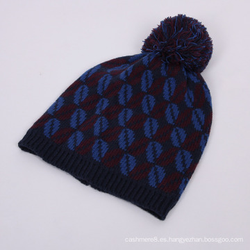 Unisex de punto jacquard labios impresión POM POM invierno gorro gorro de sombrero (HW153)